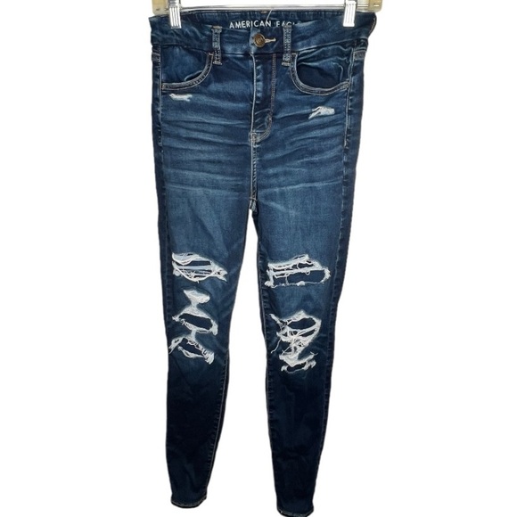 American‎ Eagle Curvy Hi-Rise Destroyed Jeggings - Picture 1 of 8